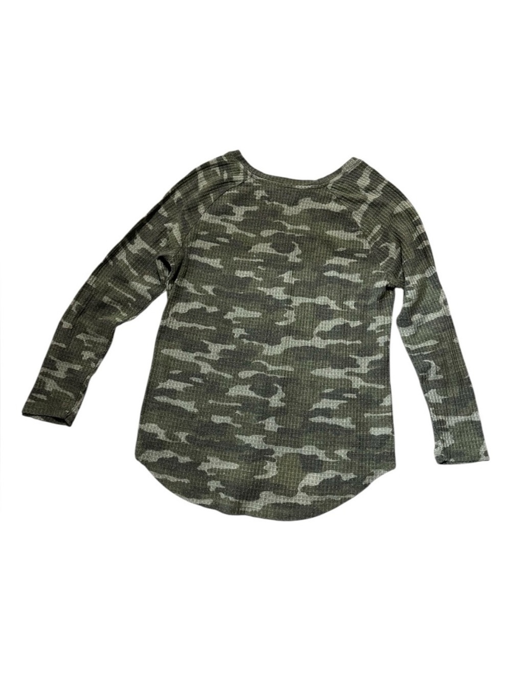 Camo Ribbed Long-Sleeve Top - Olive Green - Picture 4 of 7